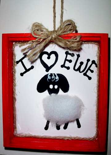 This is a photo of the finished craft project I Love Ewe