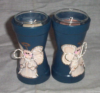 Clay Pot Angel Candle Holders